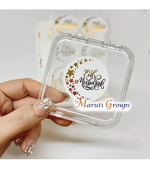 Elegant Islamic Ramadan & Eid Stickers – Arabic Calligraphy & “Happy Eid” Golden Foil Labels (12pcs, 6 per Sheet × 2)