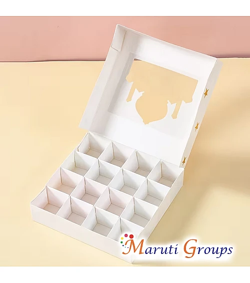 1pc Eid Mubarak Gift Box – White & Gold Lantern Design (15cm x 15cm x 3.5cm)