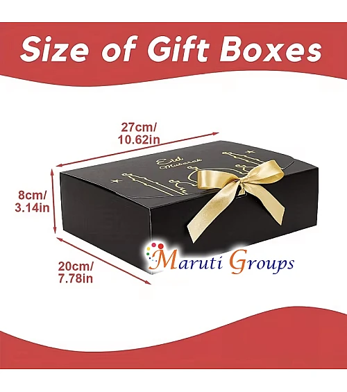 6pcs Eid Mubarak Hot Stamping Gift Box Set – Black & White (26.97 x 19.76 x 7.98cm)