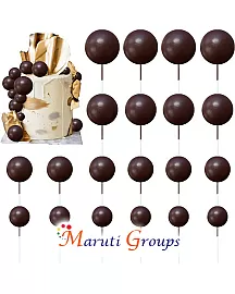 Faux Balls Cake Topper Set For Cake Decorating - Brown- 12pc