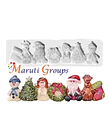 Christmas Border Silicone Mould - Santa, Snowy Decoorations