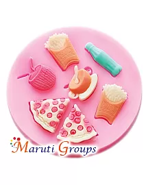 Fast food Silicone Mould - French fries, pizza, coffee cup, coconut drink, pop soda bottle