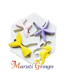 Mermaid Tail , Star fish , Sea horse - Sea Animals Silicone Mould