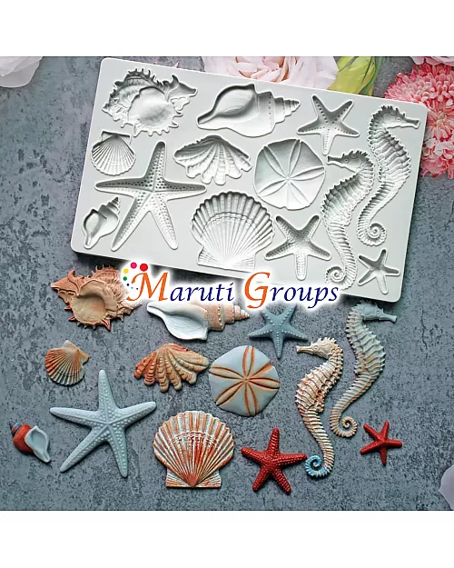 Sea Animals - Star fish, Sea horse, sea shells, Star fish Silicone Mould
