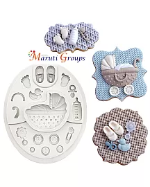 Baby Shower - Pram, baby bottle, Baby shoes ,Baby Feet Silicone Mould
