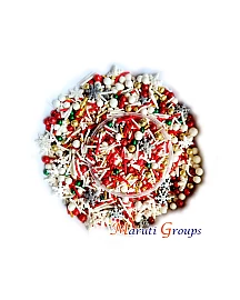 Assorted Xmax Mix / Christmas Sprinkles - 100g - Christmas Snowflake / Pearl Balls - Colours: Red, Green, White, Silver and Gold