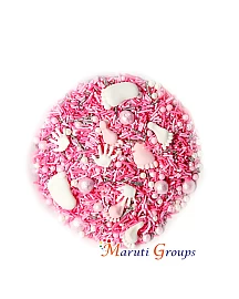 Assorted Baby Boy Mix Sprinkles - 100g - Baby Feet and Hands  - Pearl Balls  - Colours: Pink ,Dark Pink, Silver and White  