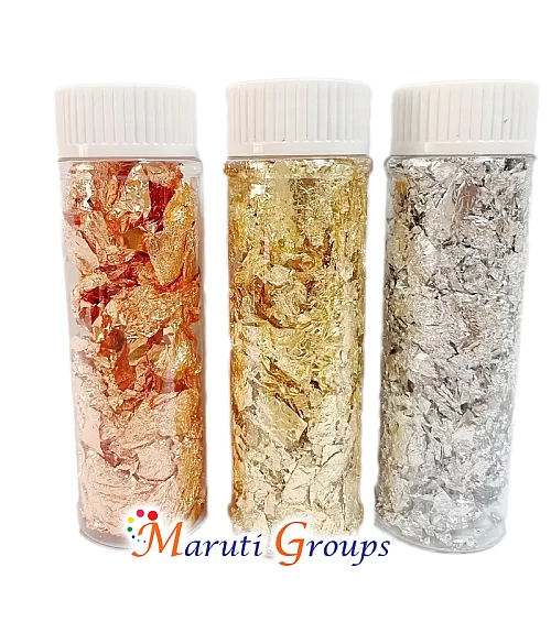 3pc Edible Rose Gold, Gold and Silver Foil for Cake Decorating – Food Grade Leaf Sheets