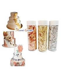 3pc Edible Rose Gold, Gold and Silver Foil for Cake Decorating – Food Grade Leaf Sheets