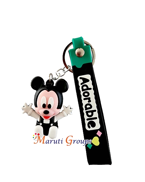 Baby Mickey Mouse Keyring - 3D Keyring (Black, 5.3cm x 4cm)