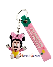Baby Minnie Mouse Keyring - 3D Keyring (Pink, 5.3cm x 4cm)