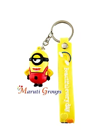 Minions - 3D Keyring (Small Size, 4cm x 4cm, Red and Yellow, Design 4)