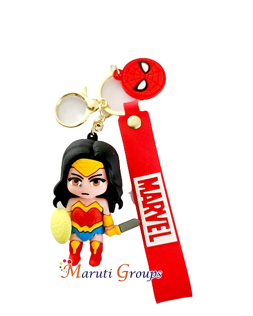  Justice League - Wonder Woman Keyring - 3D Keyring (Blue, Yellow & Red)
