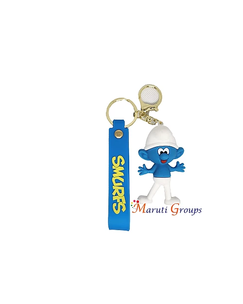 Smurfs Keychain with Wristlet - 3D Keyring 