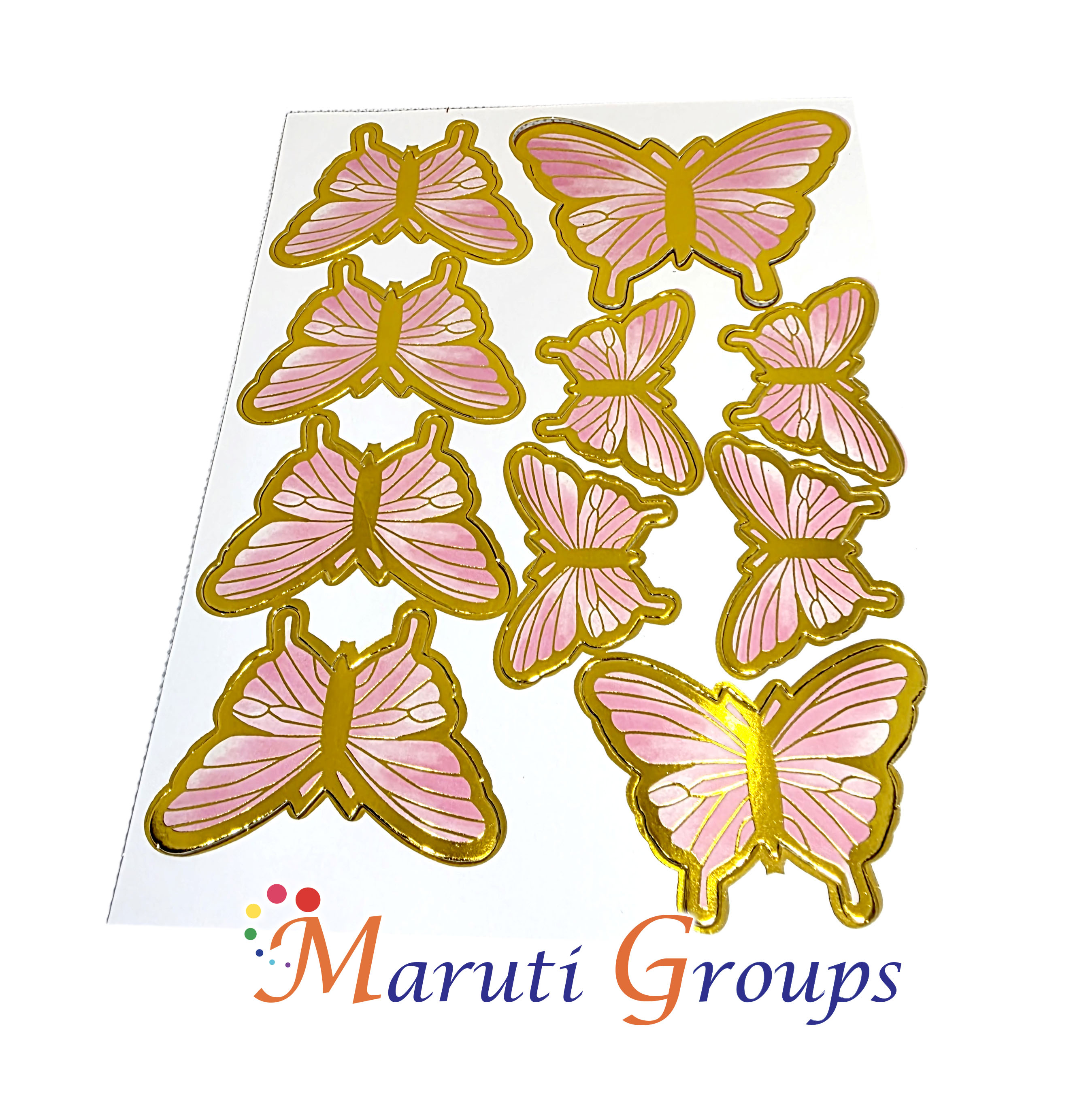 10pcs Baby Pink & White Butterfly Cake Topper with Gold Rim
